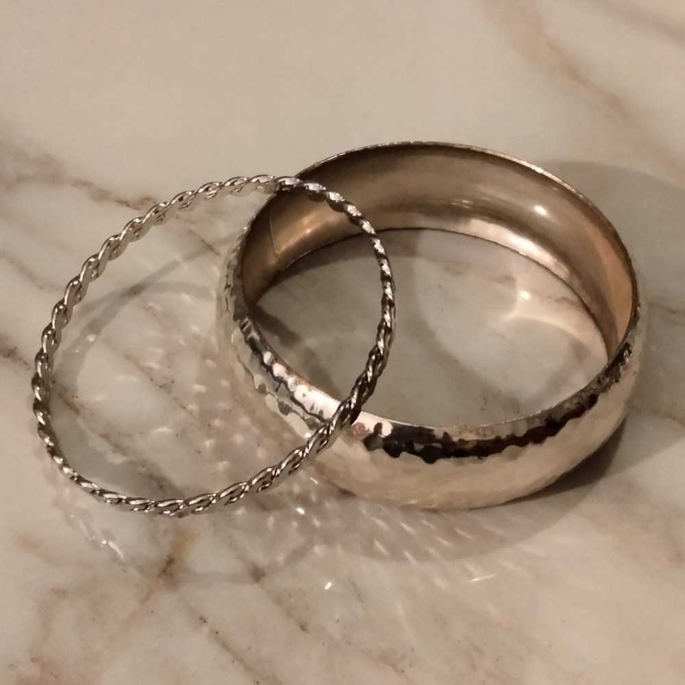 set of two Silver tone Bangle Bracelets
